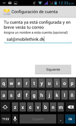 Déle a su cuenta un nombre y seleccione Siguiente