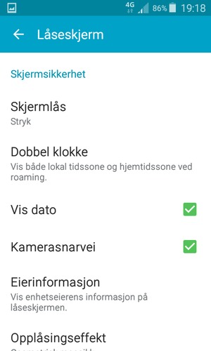 Velg Skjermlås