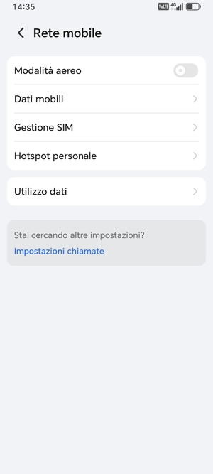 Seleziona Dati mobili