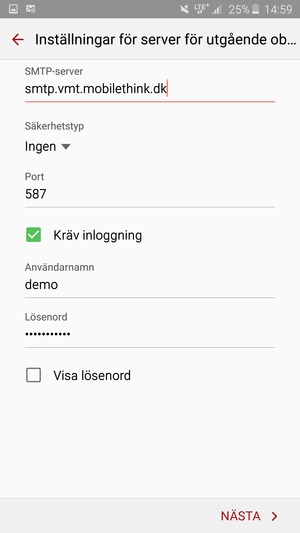 Ange utgående serveradress
