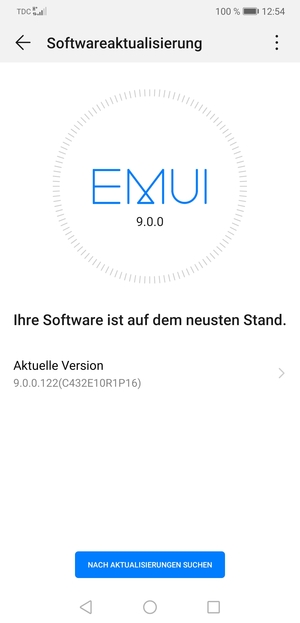 Falls Ihr Handy aktualisiert ist, wird Ihnen der folgende Bildschirm angezeigt