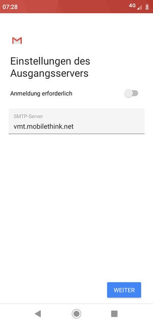 Schalten Sie Anmeldung erforderlich aus und wählen Sie WEITER
