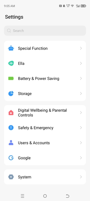 Scroll to and select System