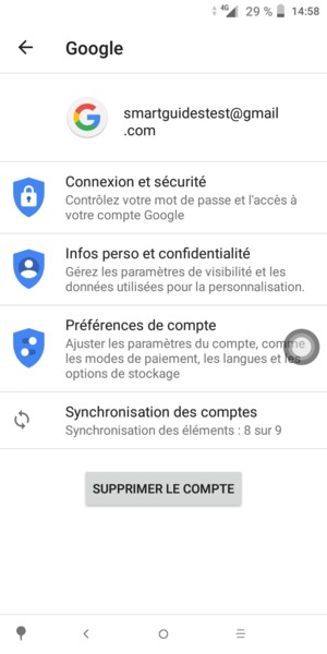 Sélectionnez Synchronisation des comptes