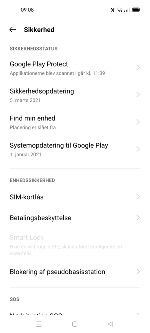 Scroll til og vælg SIM-kortlås