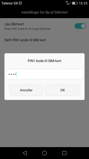 Indtast din Gamle PIN-kode til SIM-kort og vælg OK
