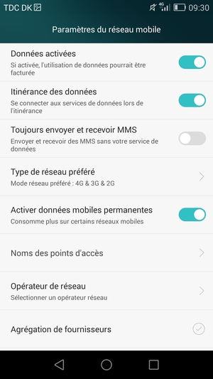 Activer ou désactiver Itinérance des données
