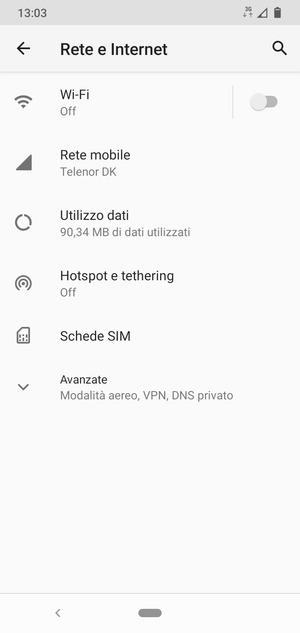 Seleziona Rete mobile