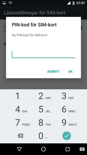 Ange din Ny PIN-kod för SIM-kort och välj OK