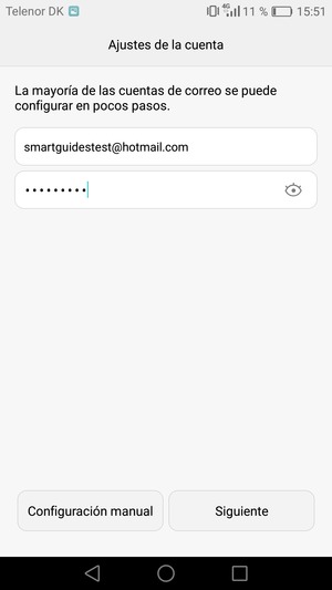 Introduzca su dirección de correo electrónico de Gmail o Hotmail y su contraseña. Seleccione Siguiente