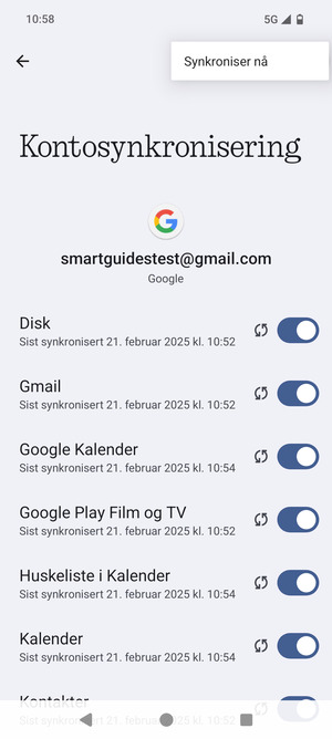 Velg Synkroniser nå