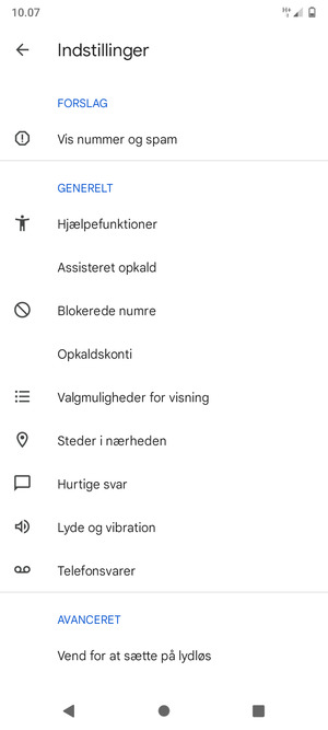 Vælg Telefonsvarer