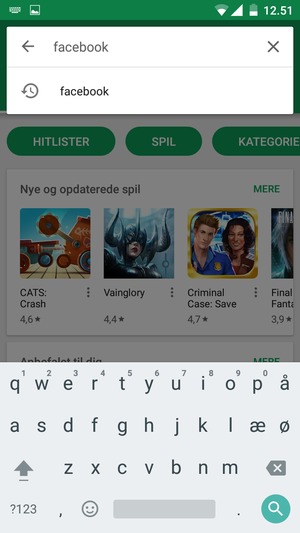 Indtast navnet på appen og vælg Søg
