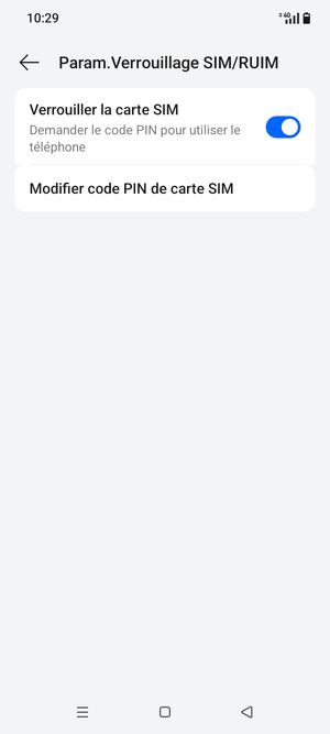 Sélectionnez Modifier code PIN de carte SIM