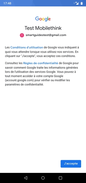 Sélectionnez J'accepte