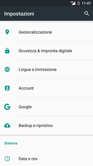 Scorri e seleziona Sicurezza & impronta digitale