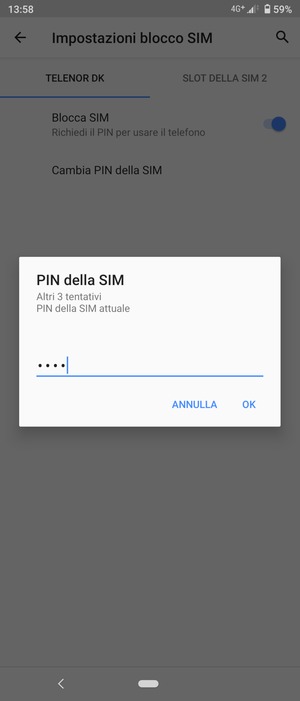Inserisci PIN della SIM attuale e seleziona OK