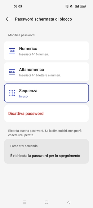 Il tuo telefono è ora protetto dal blocco schermo
