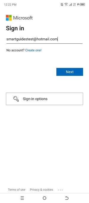 Enter your Hotmail address and select Next