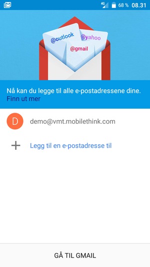 Velg GÅ TIL GMAIL