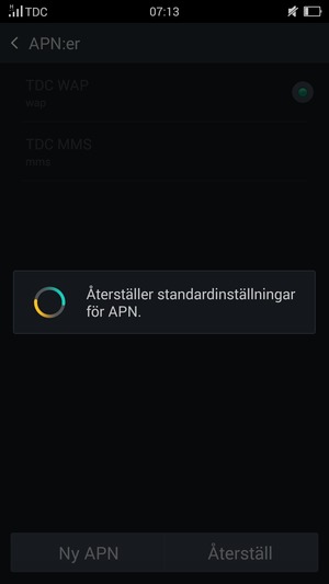 Din telefon kommer återgå till standardinställningar för internet och MMS