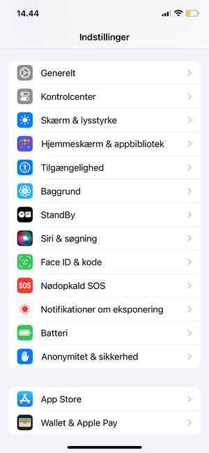 Scroll til og vælg Generelt