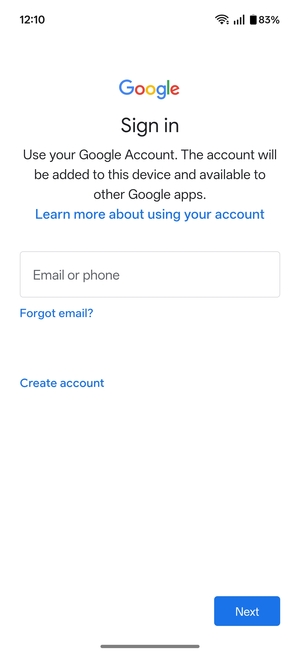 Enter your Gmail address and select Next