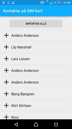Vælg IMPORTER ALLE