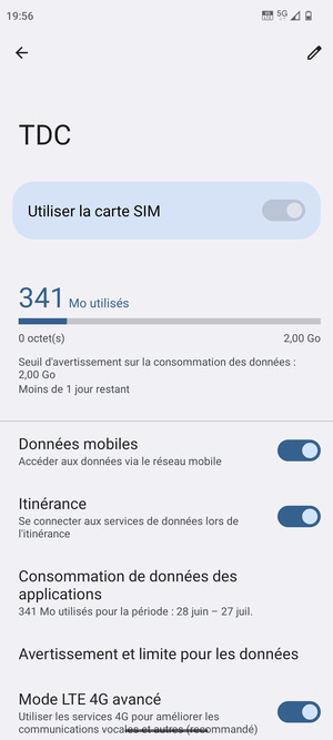 Activer ou désactiver Itinérance