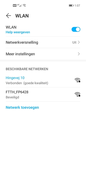 U bent nu verbonden met het WiFi-netwerk