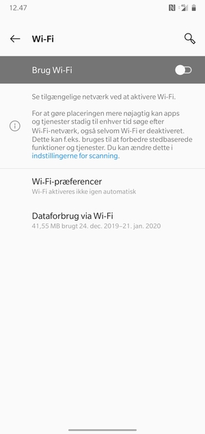 Aktiver Brug Wi-Fi