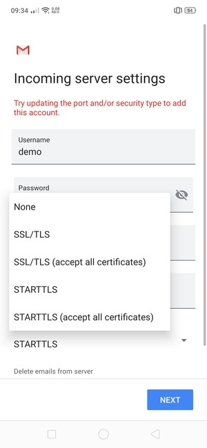 Select None and NEXT