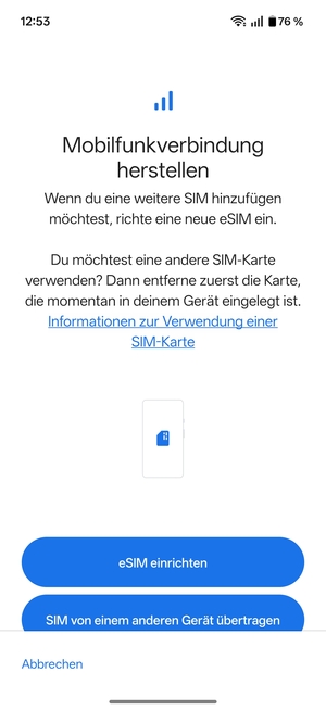 Wählen Sie eSIM einrichten