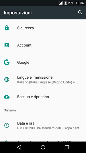 Scorri e seleziona Account