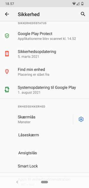 Din telefon er nu sikret med en skærmlås
