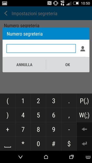 Inserisci il numero della segreteria telefonica e seleziona OK