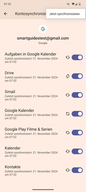 Wählen Sie Jetzt synchronisieren