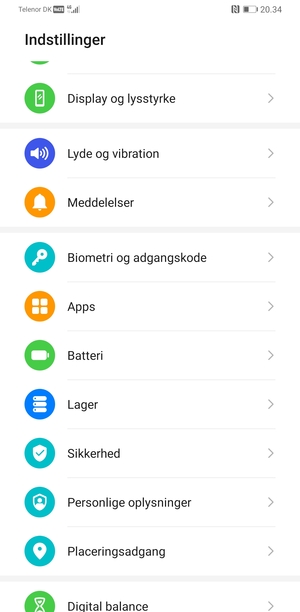 Scroll til og vælg Sikkerhed
