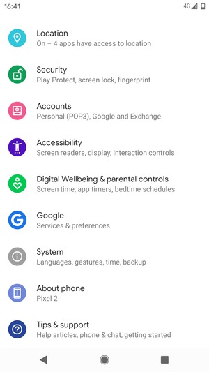 Scroll to and select System