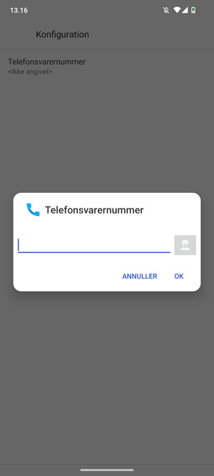 Indtast Telefonsvarernummer og vælg OK