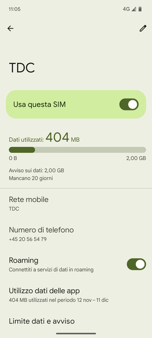 Attiva o disattiva Roaming