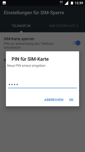 Bestätigen Sie Ihre neue PIN für SIM-Karte und wählen Sie OK