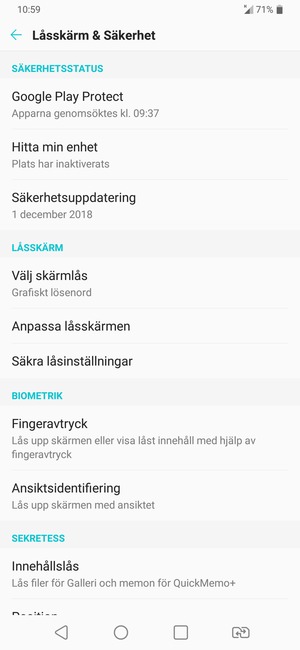 Din telefon är nu säkrad med ett skärmlås