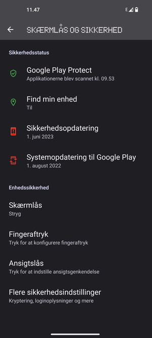 Scroll til og vælg Flere sikkerhedsindstillinger