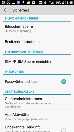 Wählen Sie Bildschirmsperre