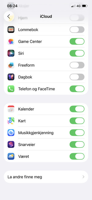 Velg tjenestene du vil sikkerhetskopiere