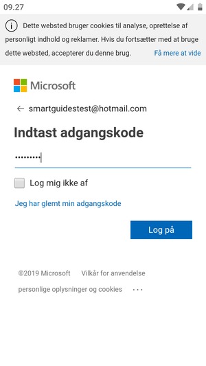 Indtast din adgangskode og vælg Log på