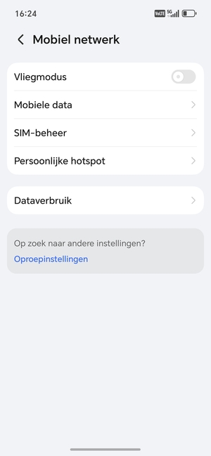 Selecteer Mobiele data