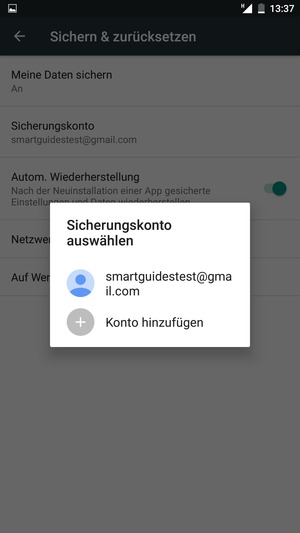 Wählen Sie Ihr Konto für Backup