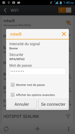 Saisissez le mot de passe du Wi-Fi et sélectionnez Se connecter